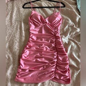 Mini Hot Pink ruffle form-fitting club dress